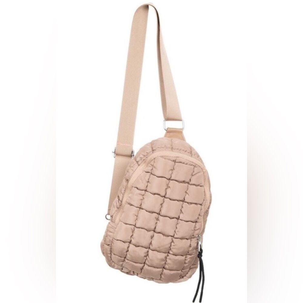 WILD FABLE NWT quilted puffer sling purse -tan